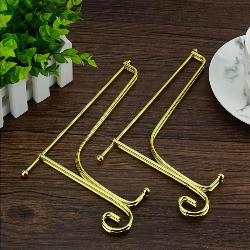 Gold metal plate stands for display